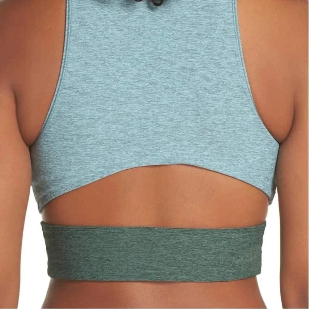 Outdoor Voices Womens Tri-Tone Slashback Crop Top XL Blue Green Cycle Yoga Sport - Picture 5 of 7